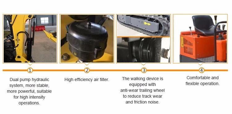 1t Mini Excavator Excavator Machines Hydraulic Mini Garden Excavator