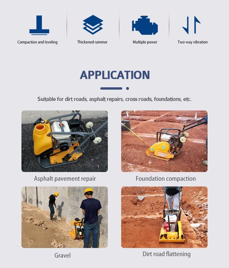 Gasoline Engine Earth Concrete Vibrator Road Vibrating Plate Compactor