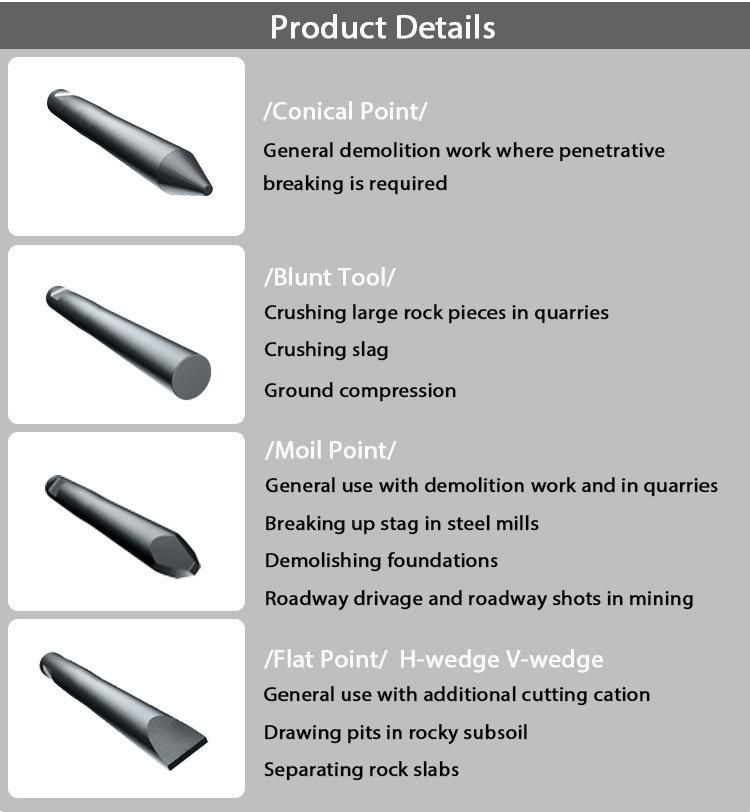 Broken Frozen Mud Tools Hydraulic Hammer Breaker Spare Parts Chisel