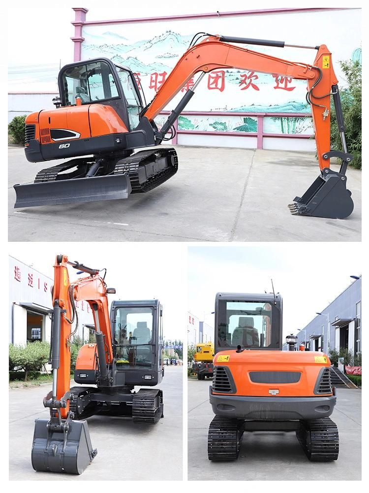 Hydraulic MIDI Size 6 Ton Crawler Digger Excavator with Closed Cabin