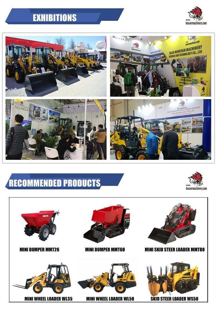 950kg Farm Equipment Agricultural China Best Cheap Wheel Mini Skid Steer Loader with Attachment