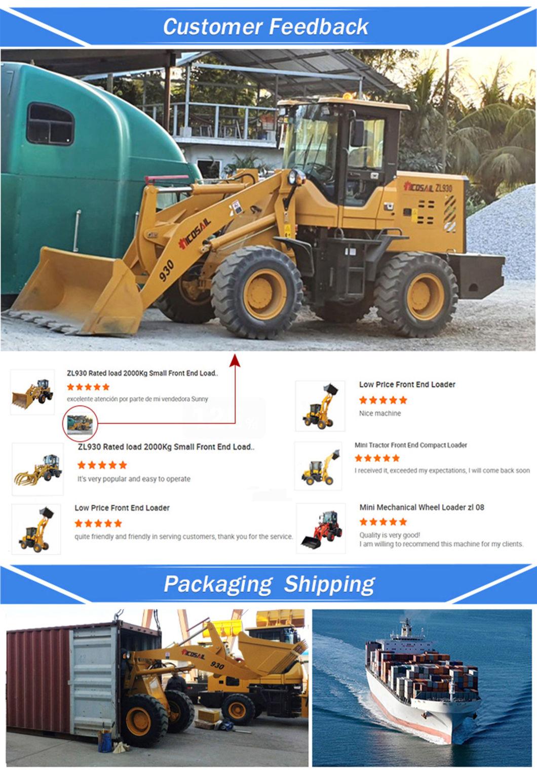 China Small Tractor Front End Wheel Loader Payloader Machine Mini Loader Price List with Attachments for Sale