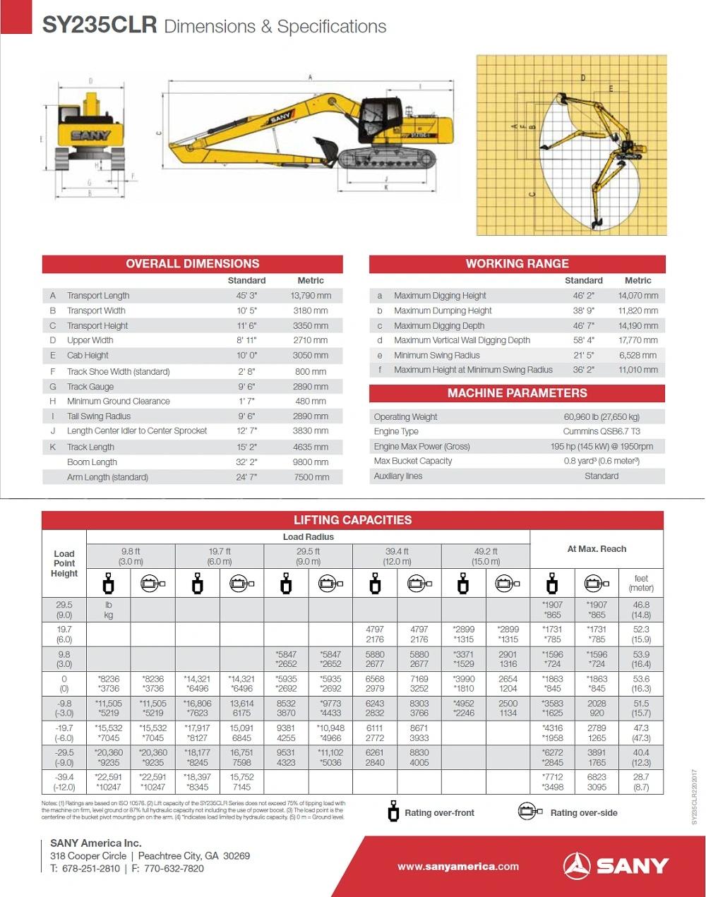 Sany Sy235lr Best Earth Digger Long Arm Excavator in Australia