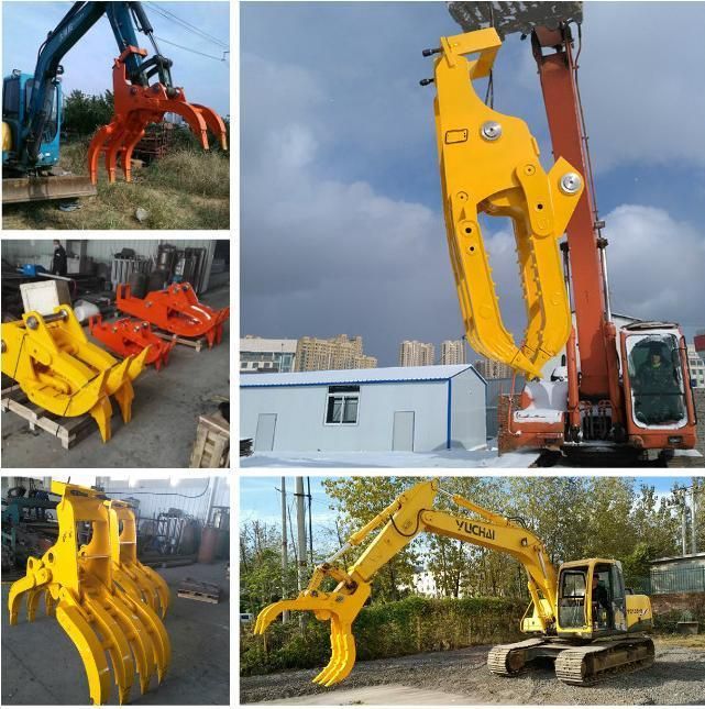 Excavator Attachment Hydraulic Rotary /Rotating Steel /Stone Grapple