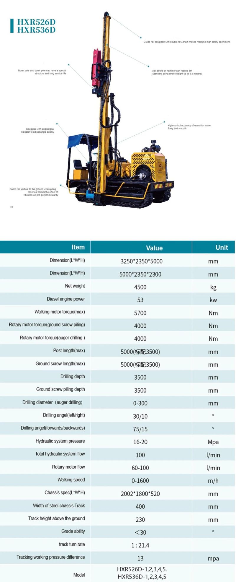 Solar Power Piling Rig Hydraulic Hammer Mini Crawler Piling Machine