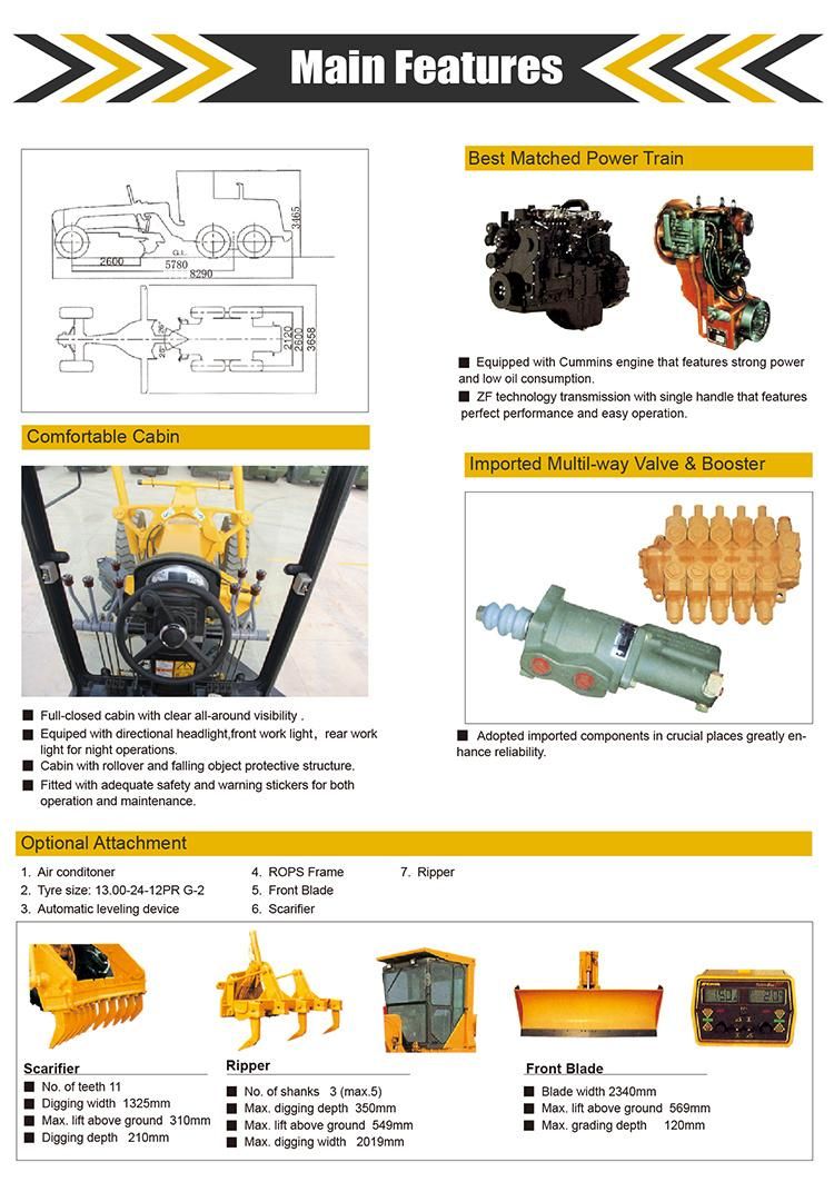 Construction Machinery 12 Ton Mini Changlin Motor Grader for Sale