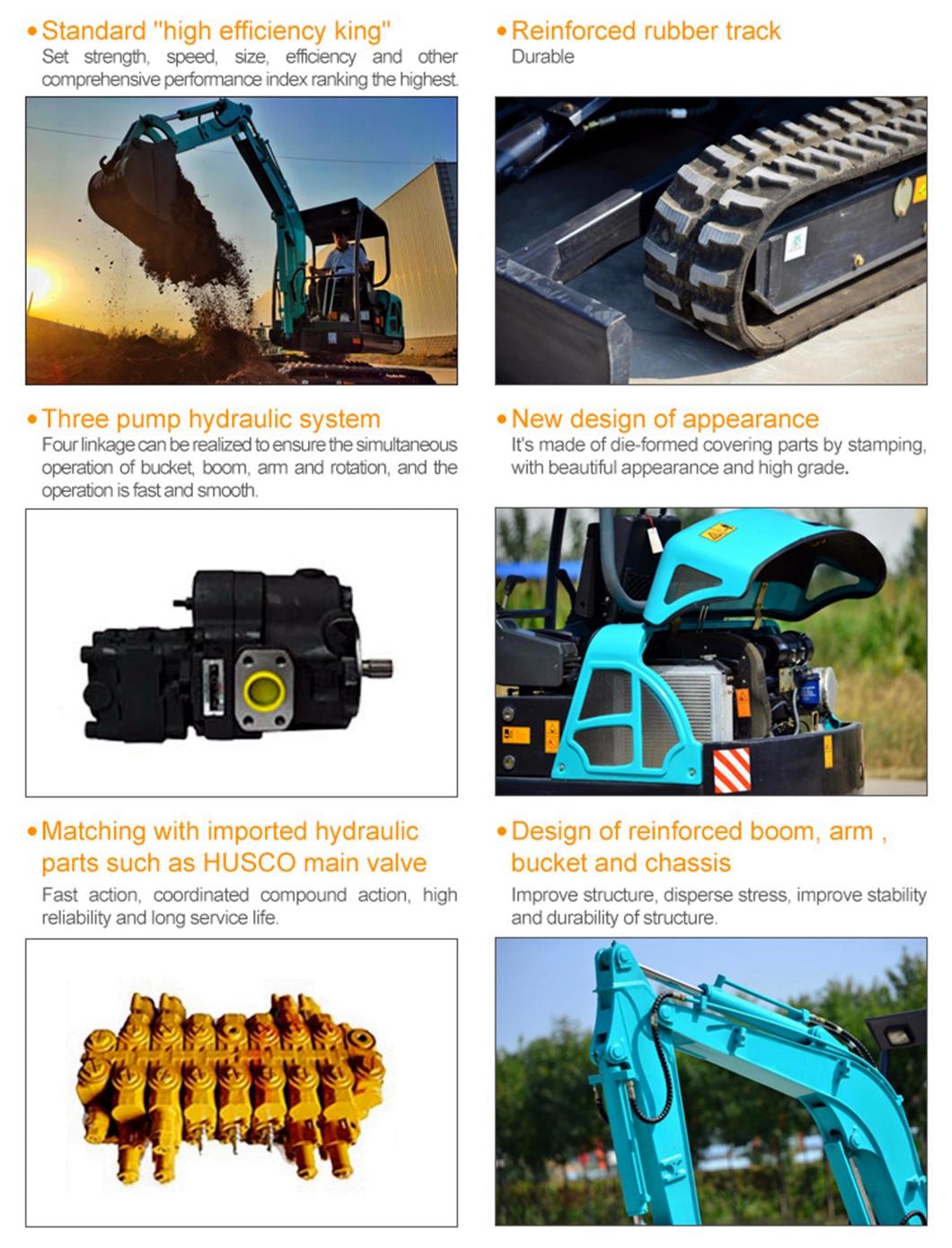 China High Standard 2.5 T Small Backhoe Digger Fw25b Mini Hydraulic Pump Rubber Crawler Track Excavators Cheap Price for Sale