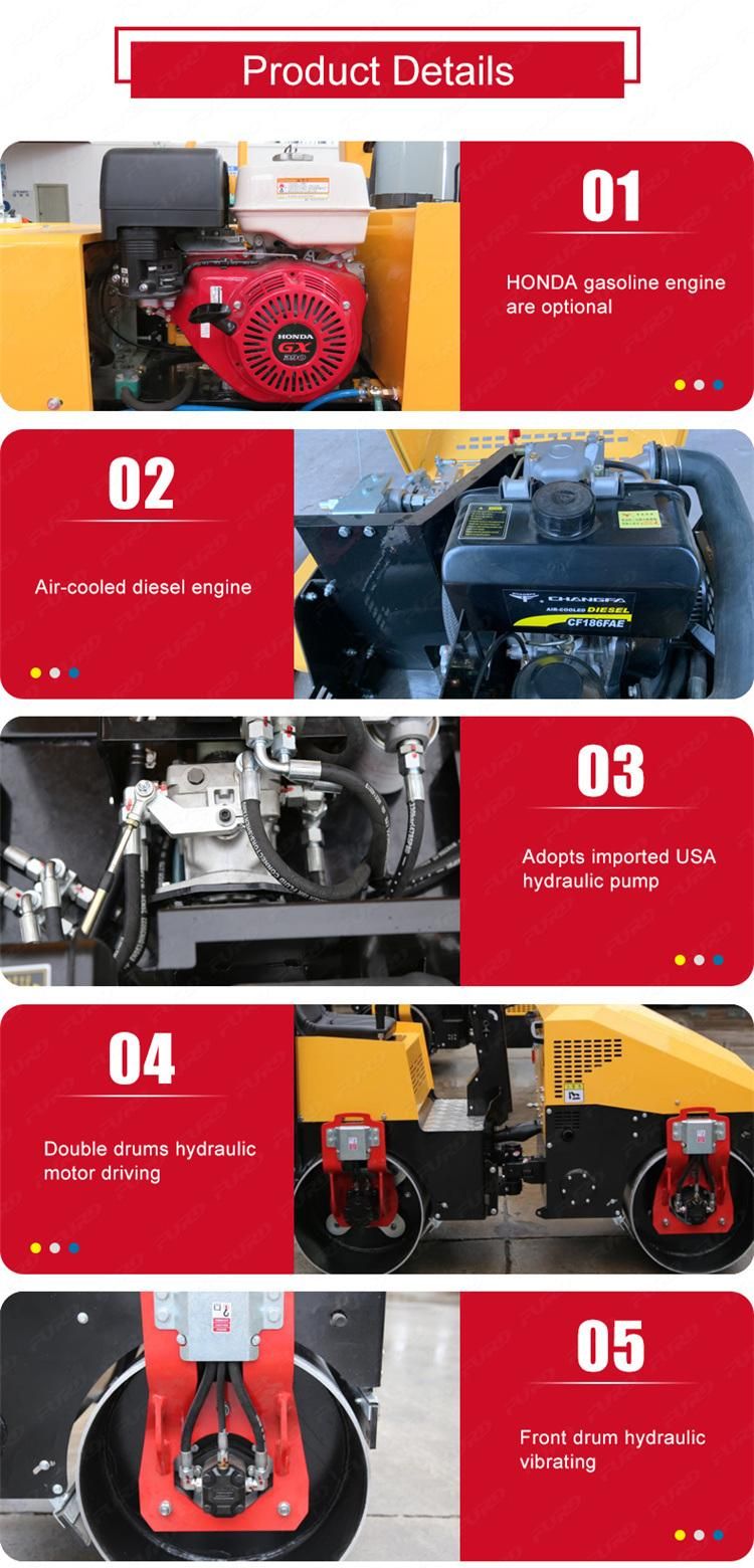 CE 1000kg Tandem Small Vibratory Roller Compactor for Sale