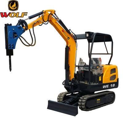 China Hot Sale 1.8ton We18 Rubber Tracked Mini Excavator for Sale