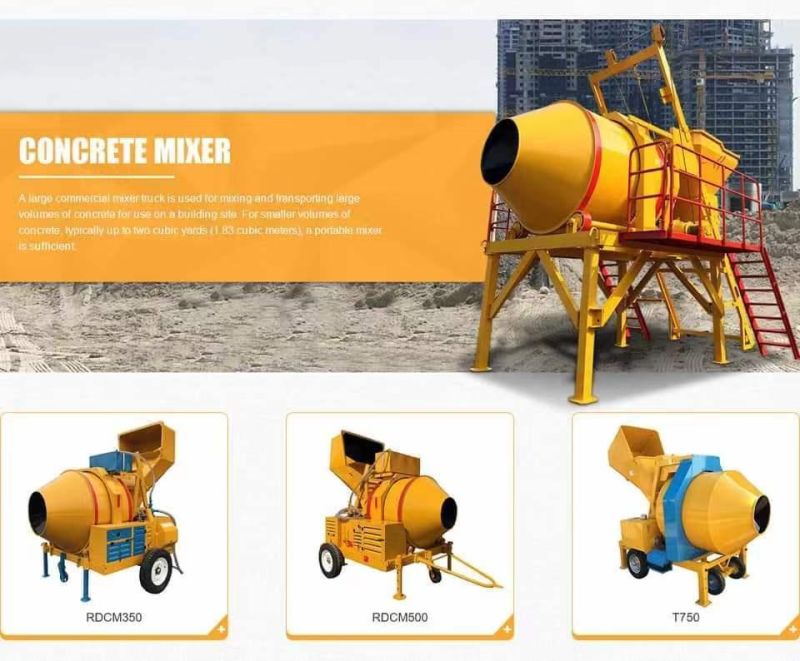 Diesel Engine Concrete Mixer with Hydraulic Hoist Hopper