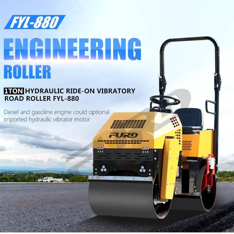 Hydraulic 1 Ton Asphalt Compactor Vibratory Mini Road Roller