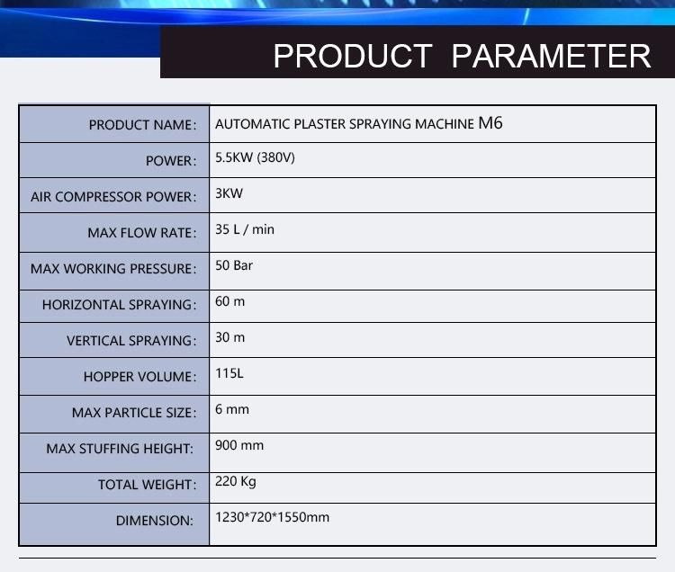 M6 Wall Spray Plastering Machine /Mortar Plastering Machine