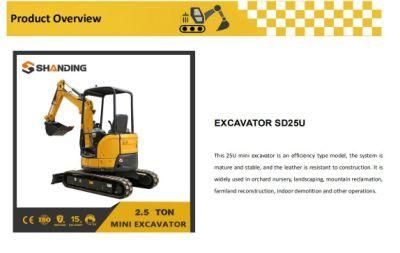 China Mini Excavator 2.5 Small Digger 1 Ton Excavator with Rubber Track