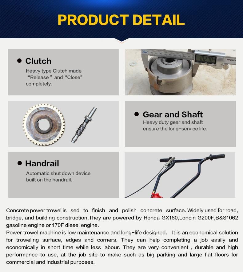 High Quality Honda Engine Float Machine Concrete Walk Behind Power Trowel