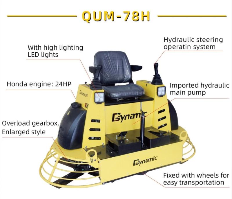 Construction Machinery Hydraulic Ride-on Gasoline Concrete Power Trowel (QUM-78H)