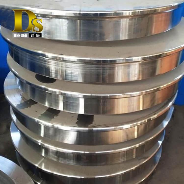 Densen Customized Alloy Steel Super Large Hot Forging Crane Wheels, Crane Rail Wheels, Train Wheels for Sale