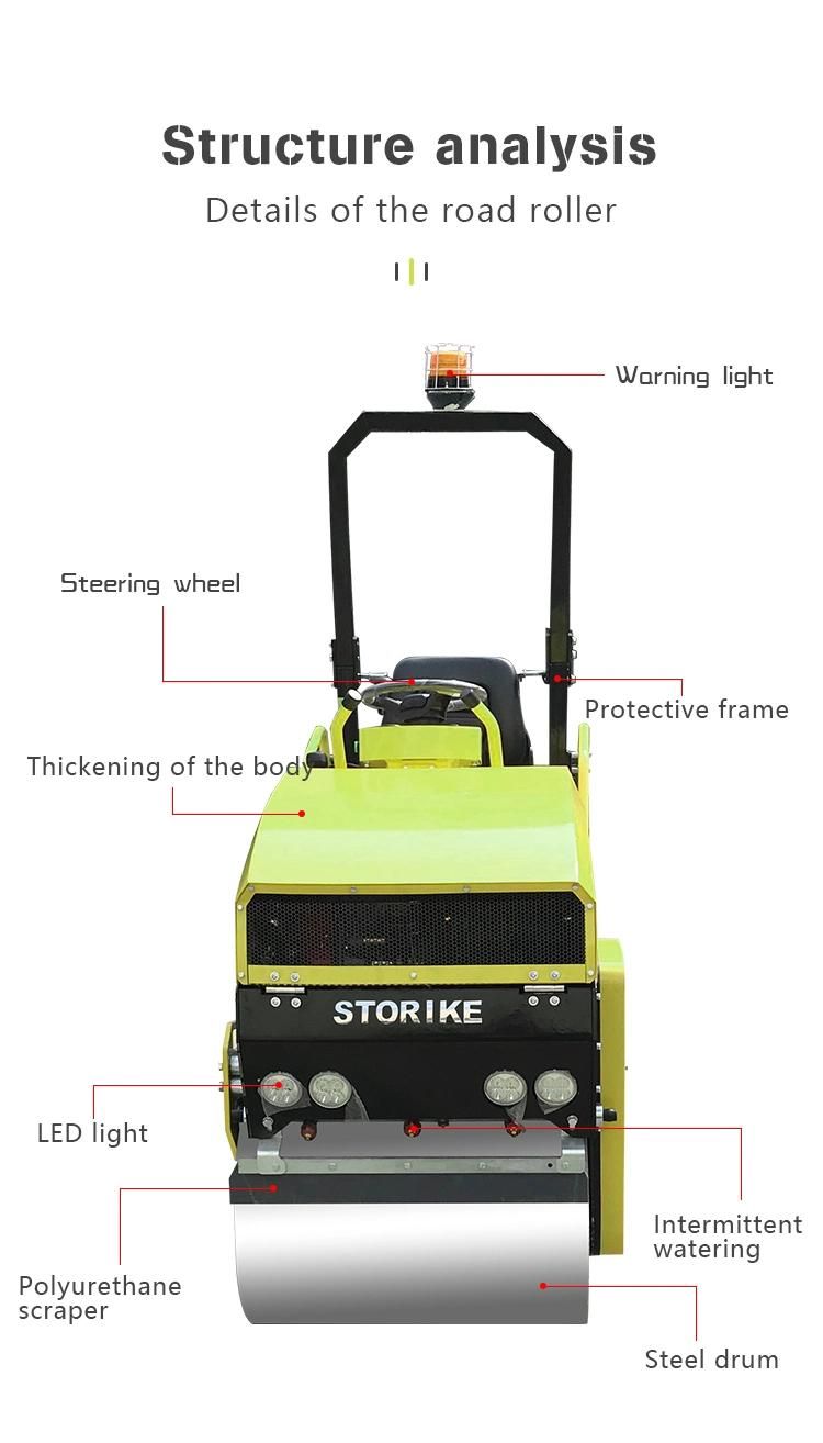 700mm Double Drum Honda Gasoline Tandem Road Compactor Roller