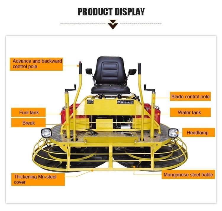 New Chinese Supply Gasoline Power Ride on Concrete Trowel Machine