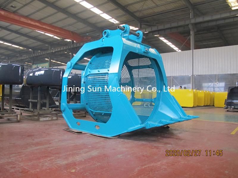 Excavator Sieve Bucket with Rotary Drum for 10-16 Tons Excavators