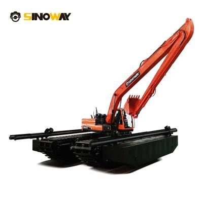 Long Rearch Doosan Amphibious Undercarriage Excavator with Dredging Bucket
