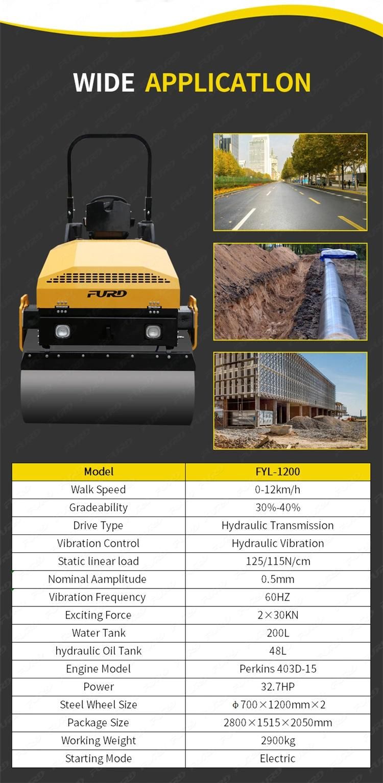 Asphalt Vibratory Roller Hydraulic Soil Compactor Double Drum Road Roller