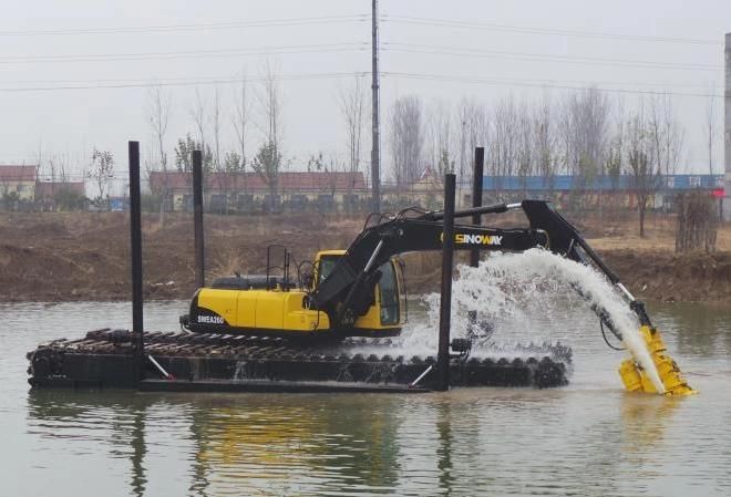 River Channel Desilting Backhoe Crawler Excavator Floating Body