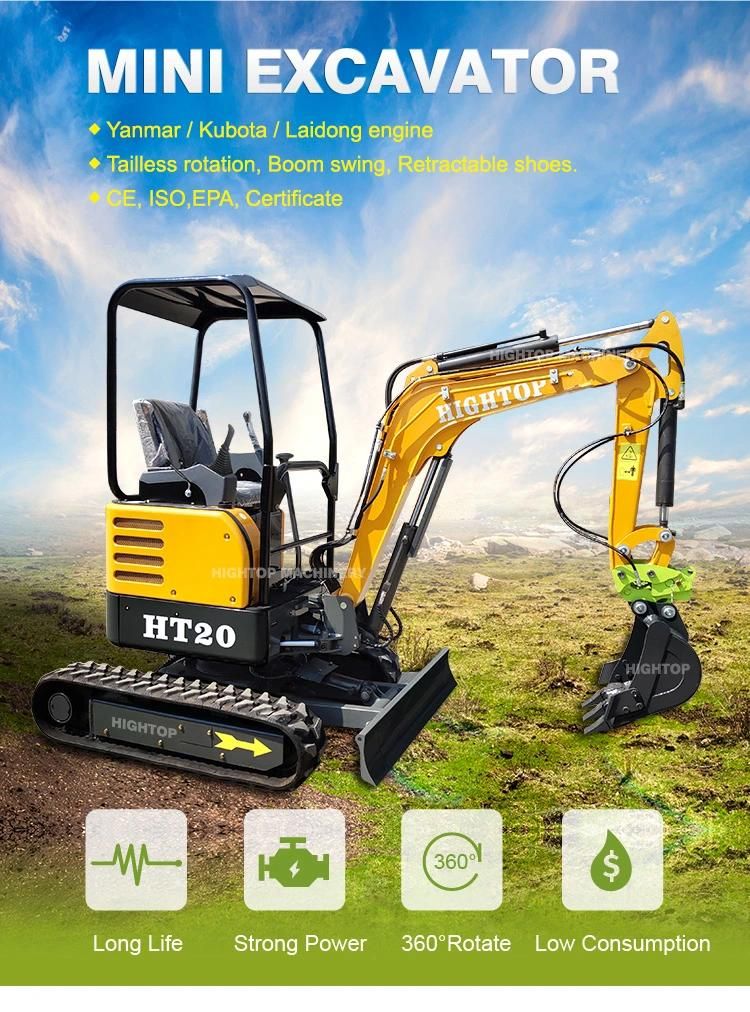 Ht20 Hydraulic Mini Excavator Cheap Small Excavator with 2 Cylinder Engine