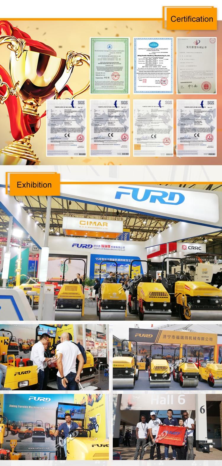 Hydraulic Double Drum Vibratory Roller Soil Roller Compactor Tandem Vibratory Roller Fyl-1400