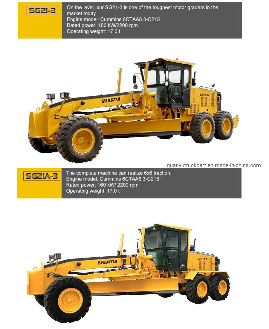 140m Motor Grader Construction Machinery Most Popular 215HP Shantui Sg21A-3 Motor Grader Function of Road Grader