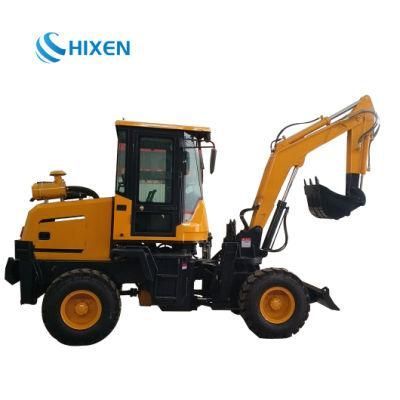Chinese Cheap Price 3.0 Ton Hydraulic Digger Wheel Excavator with Log Grapple for Sale