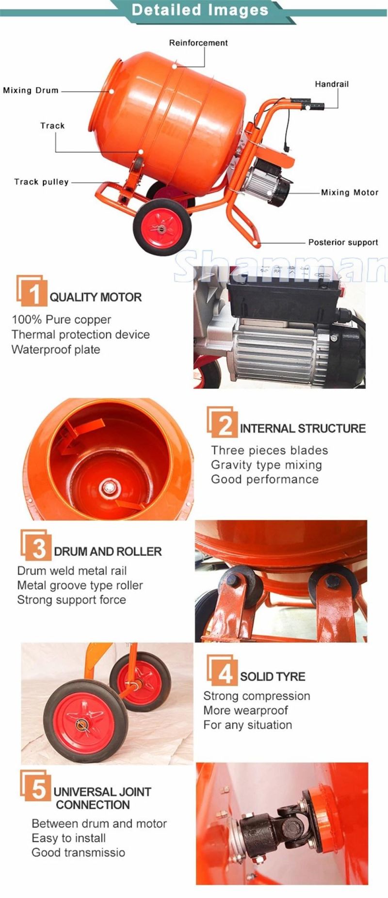 350L Hand Push Mixer Machine Concrete Price