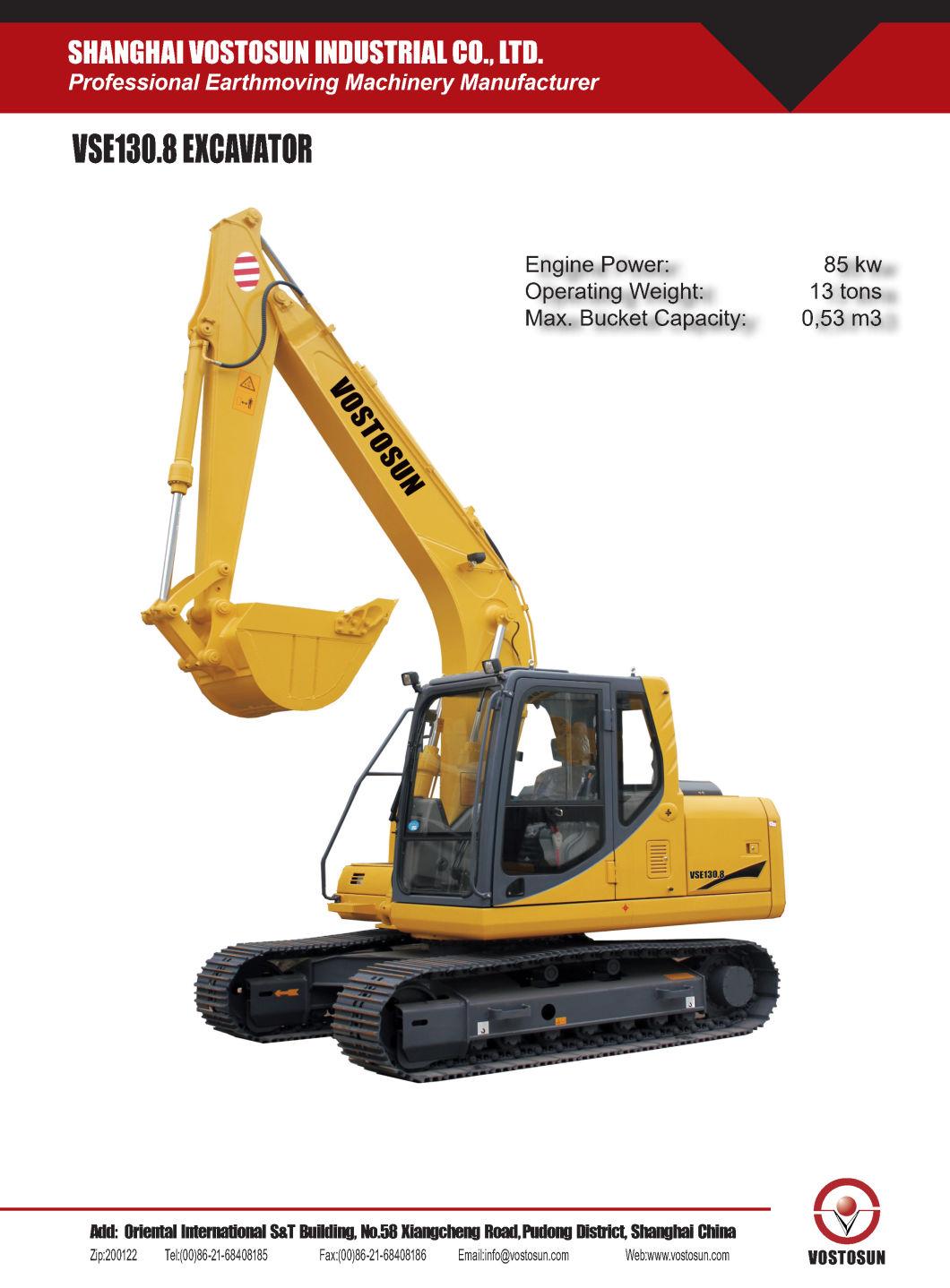 CE Certificate Hydraulic 13t 0.53m3 Bucket Cheap Mini Excavators