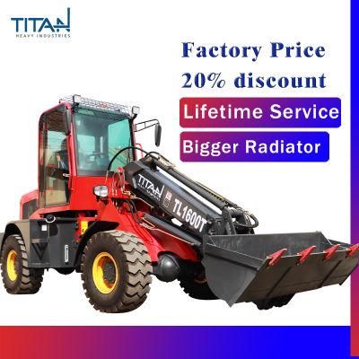 CE ISO SGS OEM TL1600T 1600kg Telescopic Boom Articulated Front End Compact Small Mini Telescopic Wheel Loader with Euro5 engine Grab