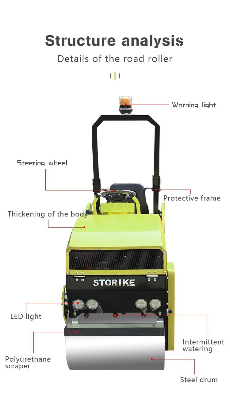 1 Ton Double Mini Drum Vibratory Earth Road Roller Compact Asphalt