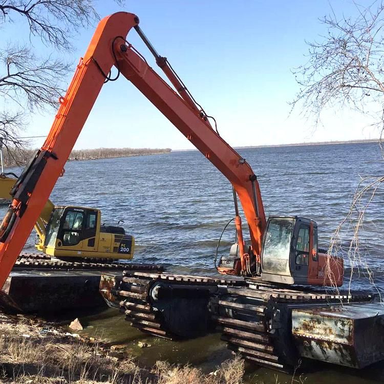 Long Arm Excavator Digging The River Canal Cat 320dl Komatsu PC200 Amphibious Excavator Long Arm Boom with Hydraulic Cylinder