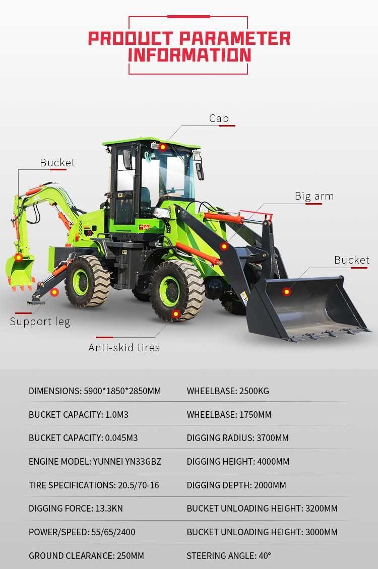 Jcb Mini Backhoe Loader 2 Ton for Sale Wheel Backhoe Excavator Loader Backhoe Mini Retroexcavadora