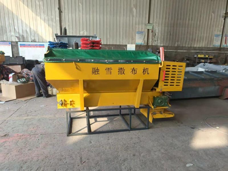 Skid Steer Truck Use Salt Spreader for Snow Road