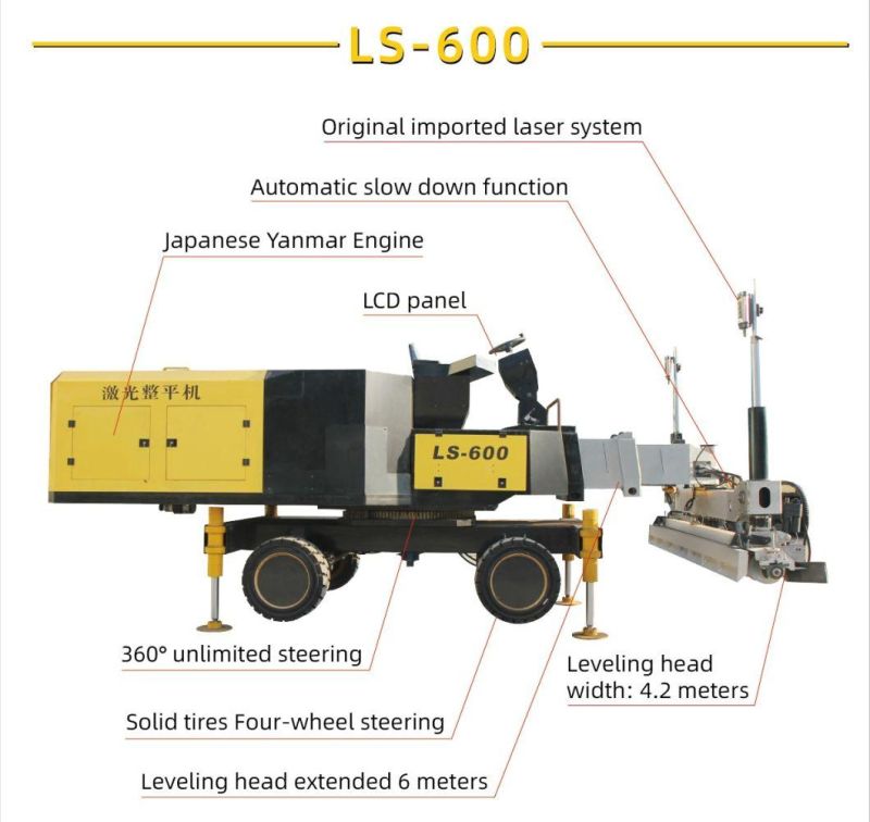 Safety Driving Boom Type Leveling Machine Concrete Laser Screed (LS-600)