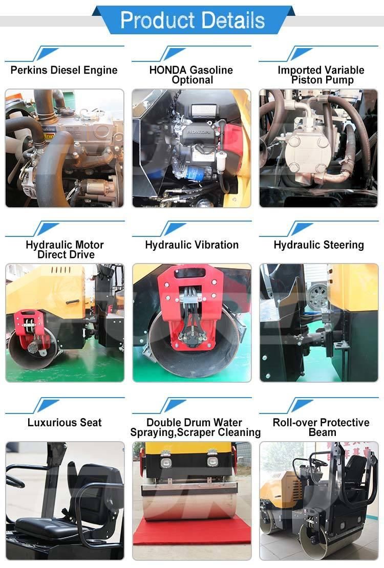 2ton Mini Double Drum Compactor Vibratory Roller Asphalt Roller for Sale Fyl-900