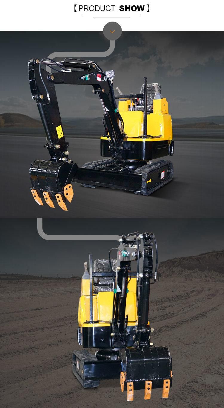 Factory Sale Small Digger 0.8 1 Ton Mini Excavator with Rubber Crawler