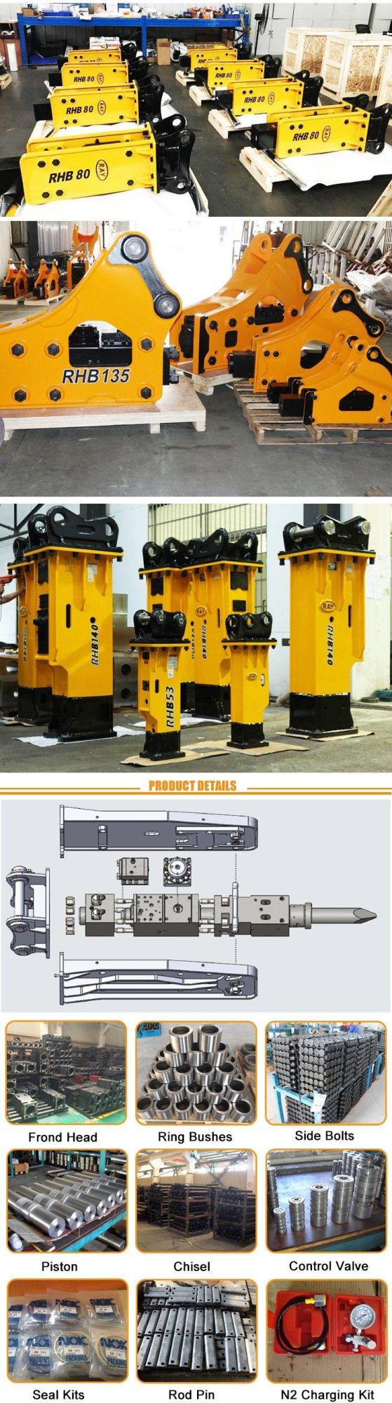 Hot Sale 20 Ton Excavator Attachment Breaker Hammer with 135mm Diameter Chisel for Sale