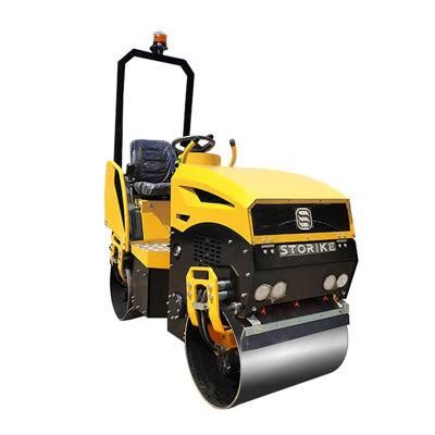 1 Ton Double Mini Drum Vibratory Earth Road Roller Compact Asphalt