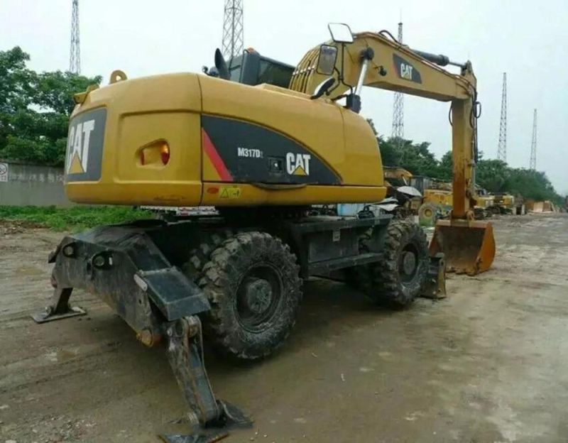 Cat M317D2 17 Ton Used Second Hand Wheeled Mining Hydraulic Wheel Excavator Medium Construction Machinery Earth Moving Original Excavators Excavadora Usada