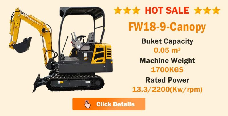China Factory 1.5 Ton Small Hydraulic Digger Fw15D Mini Backhoe Crawler Track Excavator