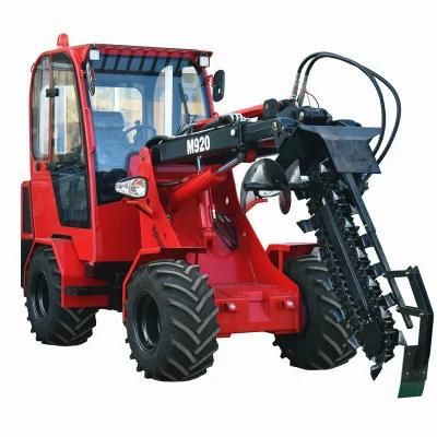 China 4 Wheel Drive Hydrostatic Telescopic Wheel Loader Compact Mini Farming Loader with Trencher for Sale