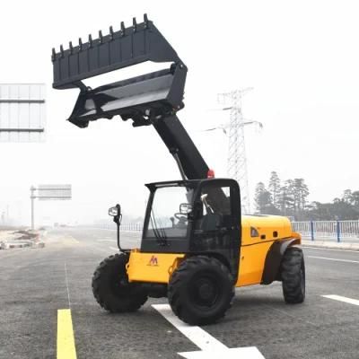 Material Handling Equipment 4 Wheel Steering Telehandler with Grapple Bucket