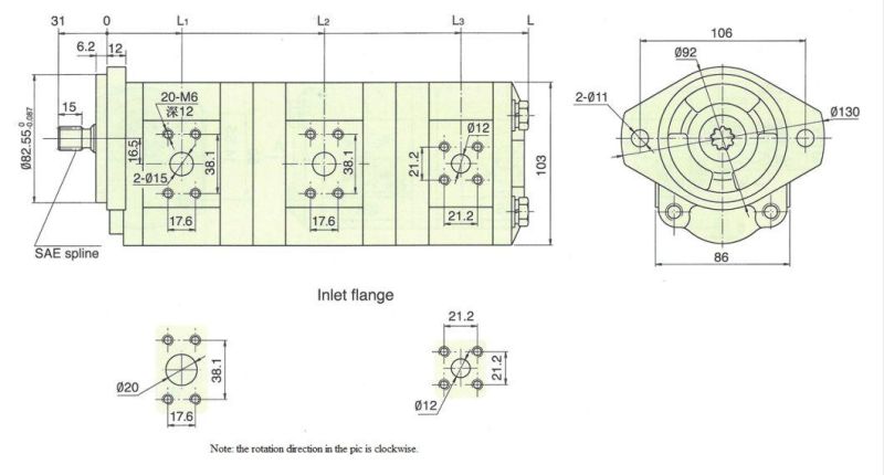 China Supplier Hydraulic Triple Gear Pump