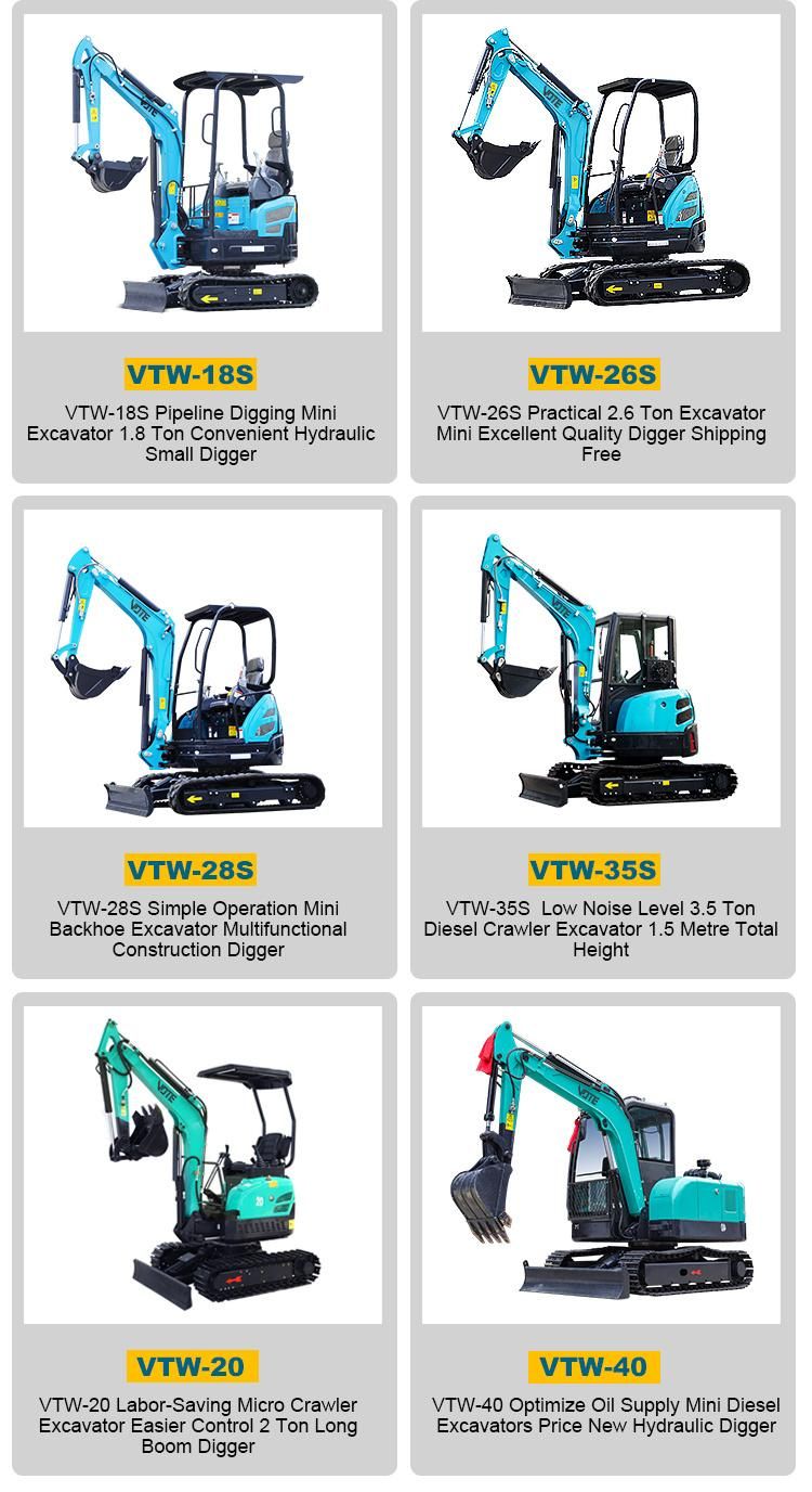 Mini Digger Hydraulic 2 Ton Excavator with Cab Air Conditioner Installation of Steel Tracks