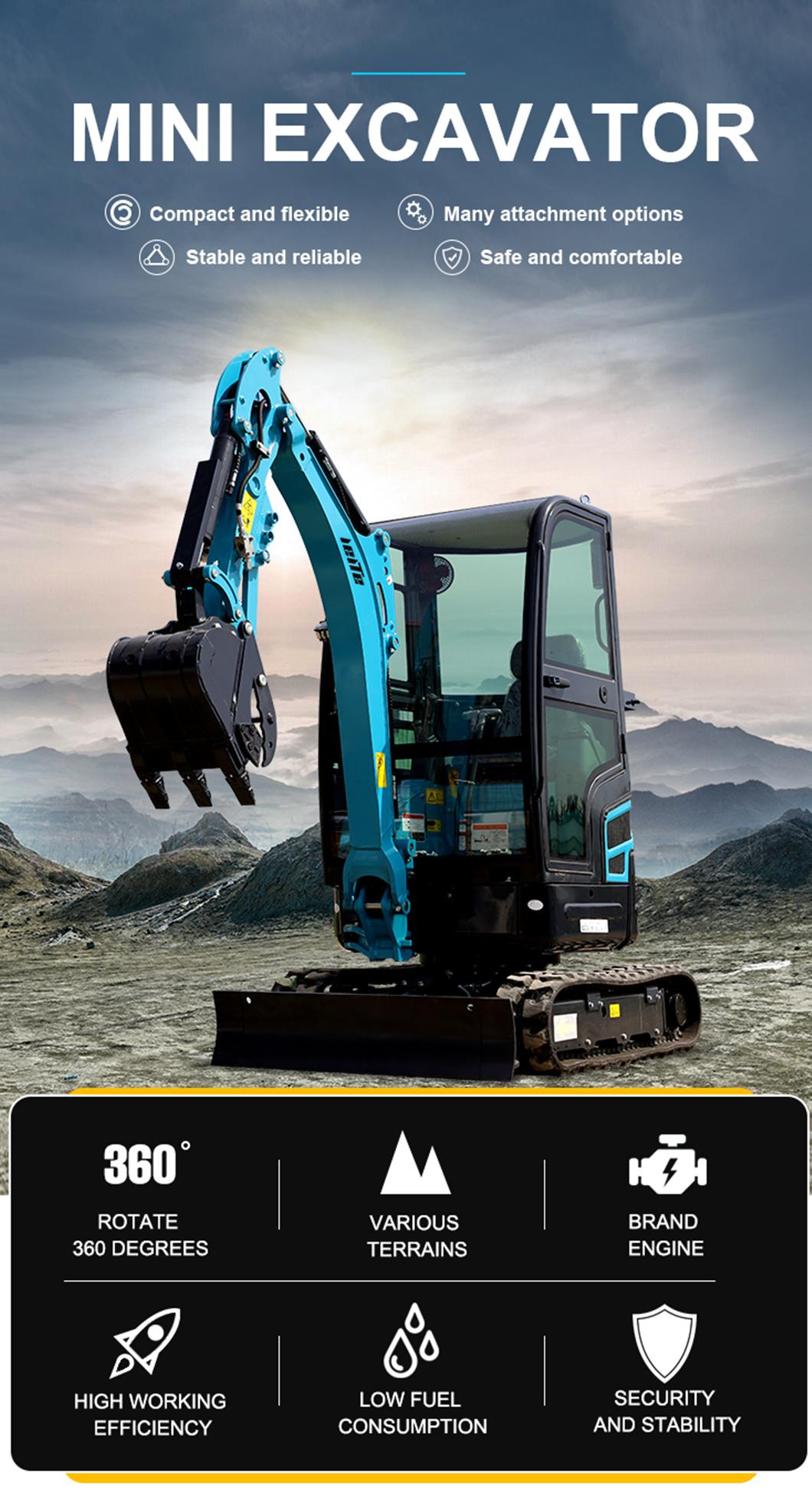 New 0.8 Ton 1 Ton 1.2 Ton 1.5 Ton 1.7 Ton 2 Ton Mini Hydraulic Excavator for Sale in China