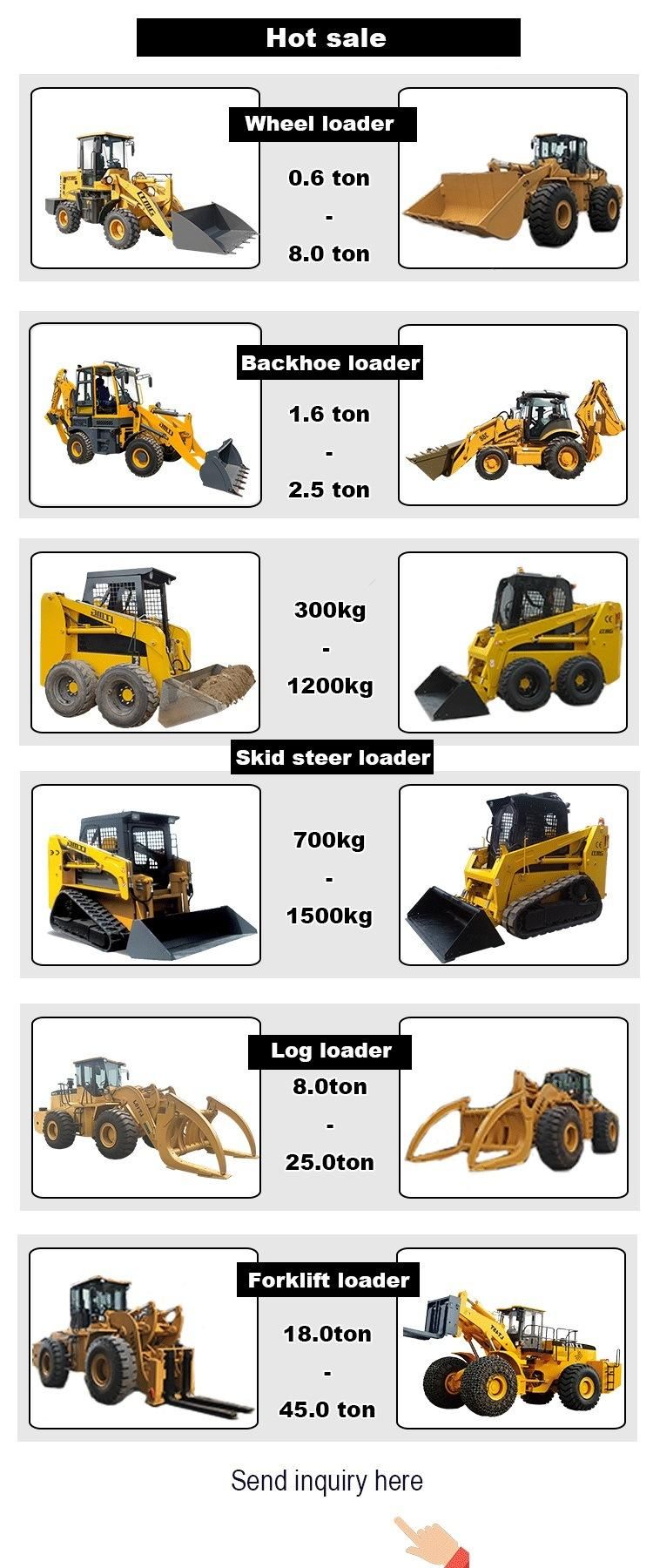 China Mini Loader 700kg Skid Steer Loader